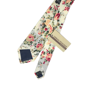 Urban-Peacock Men's Fashion Wedding Floral Slim Necktie: Cream