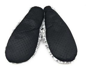 Women's Plush Fleece Lined Cozy Sherpa Gripper Slippers in Cheetah Animal Print: White with Gray