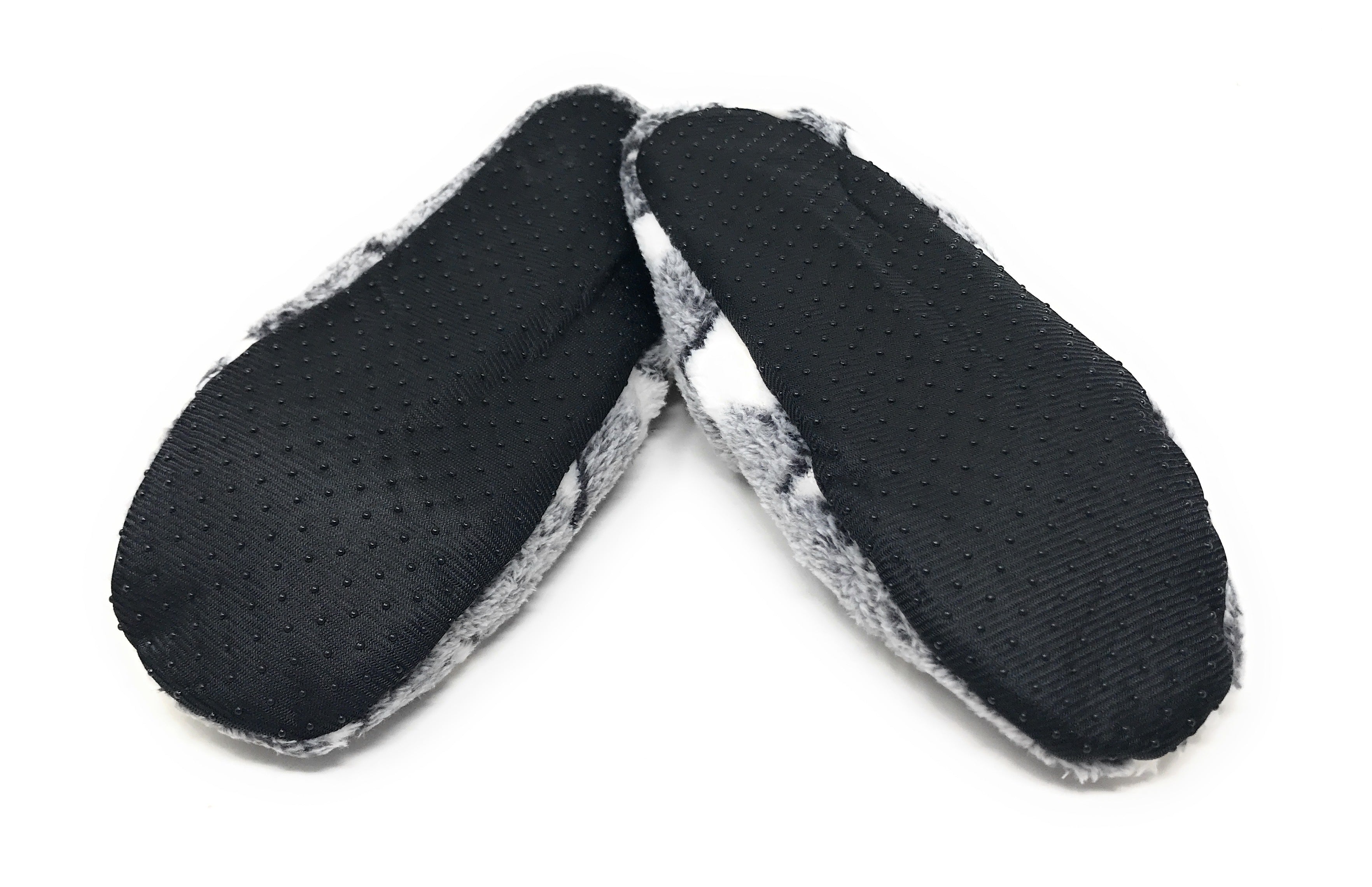 Women's Plush Fleece Lined Cozy Sherpa Gripper Slippers - Stars: Gray & White
