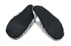 Women's Plush Fleece Lined Cozy Sherpa Gripper Slippers - Stars: Gray & White
