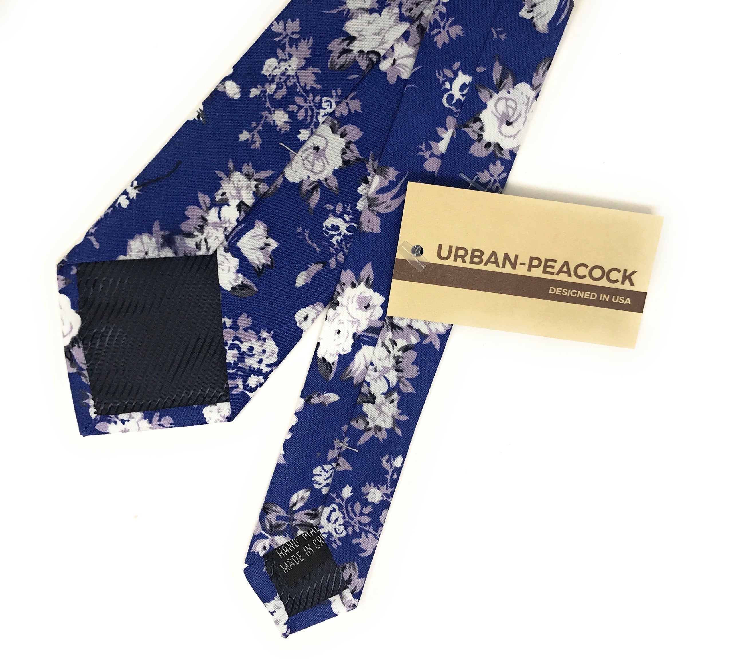 Urban-Peacock Men's Fashion Wedding Floral Slim Necktie: Royal Blue