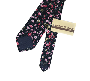 Urban-Peacock Men's Fashion Wedding Floral Slim Necktie: Black - Small Print