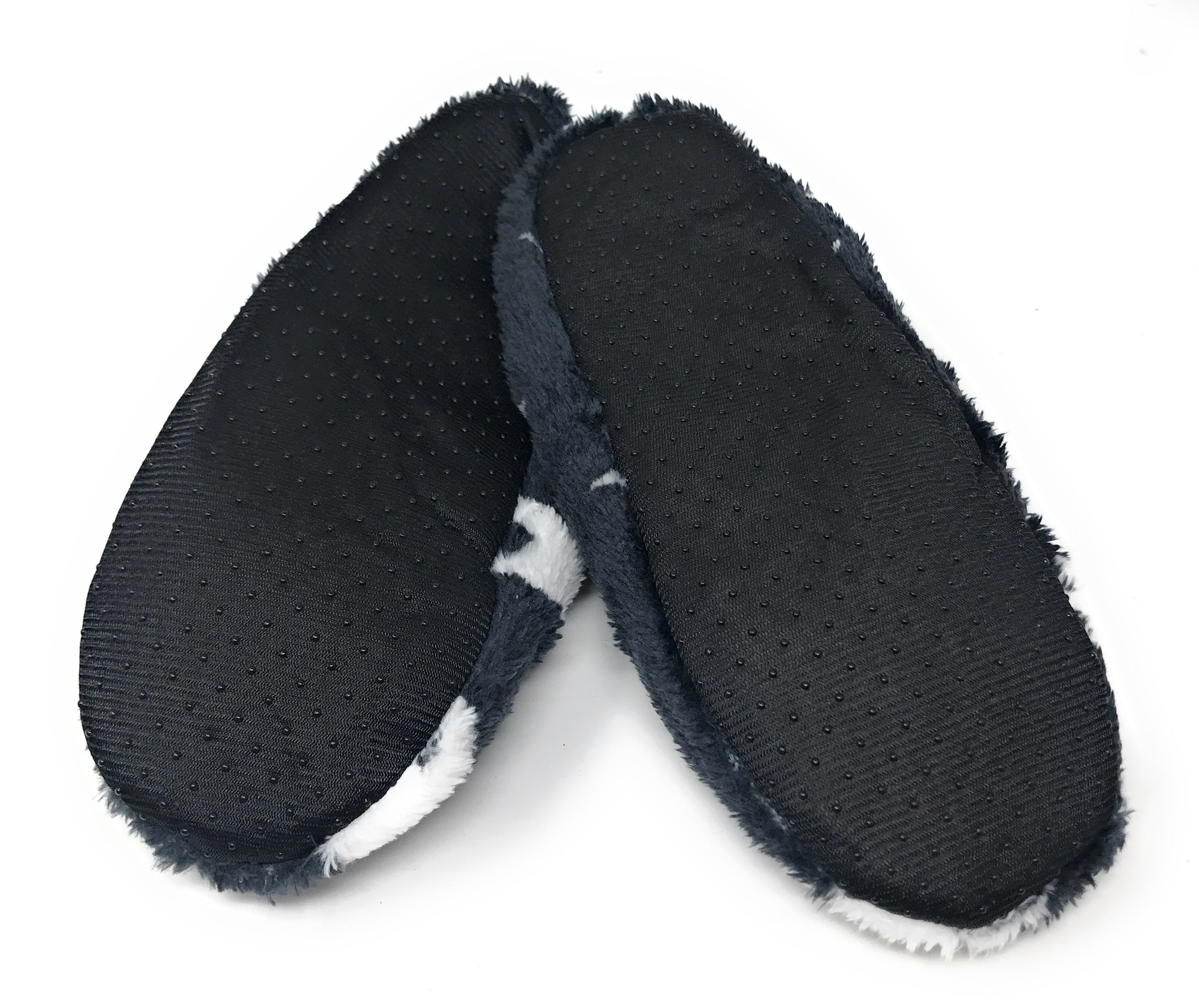 Women's Plush Fleece Lined Cozy Sherpa Gripper Slippers - Stars: Black & White