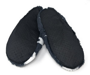 Women's Plush Fleece Lined Cozy Sherpa Gripper Slippers - Stars: Black & White