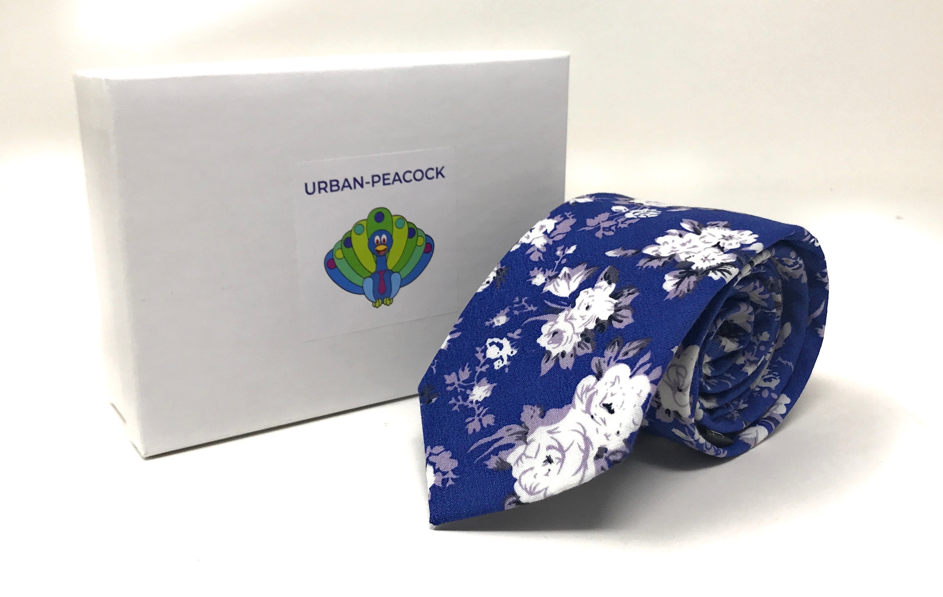 Urban-Peacock Men's Fashion Wedding Floral Slim Necktie: Royal Blue