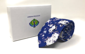 Urban-Peacock Men's Fashion Wedding Floral Slim Necktie: Royal Blue
