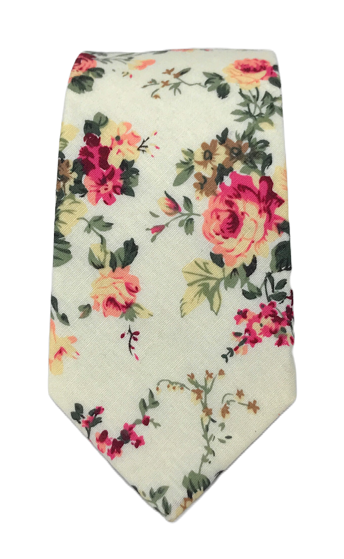 Urban-Peacock Men's Fashion Wedding Floral Slim Necktie: Cream