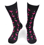 Men's Novelty Dress & Crew Socks - Flamingos - Black & Pink