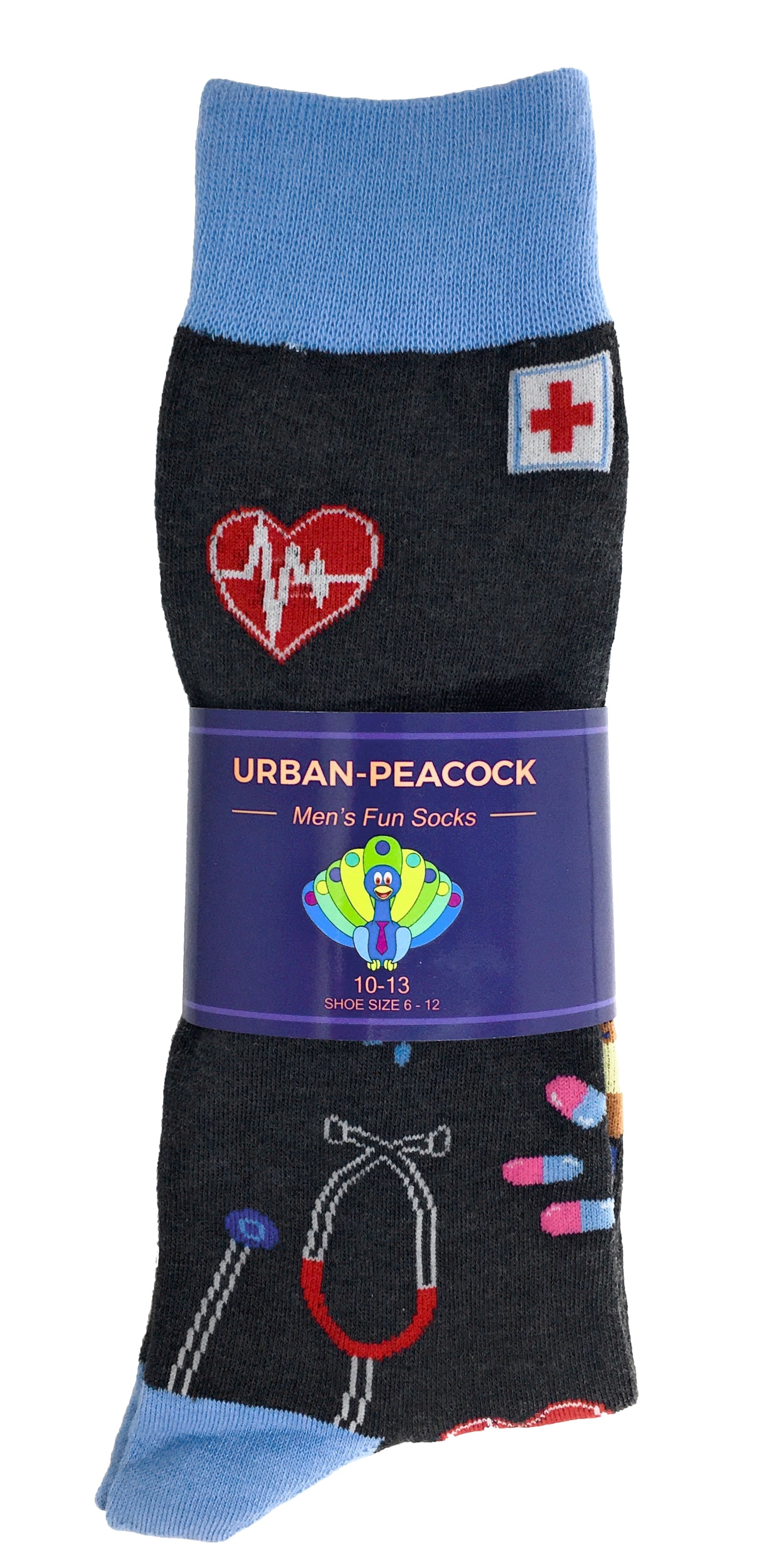 Men's Novelty Crew Socks - Doctor / Nurse - Charcoal Grey