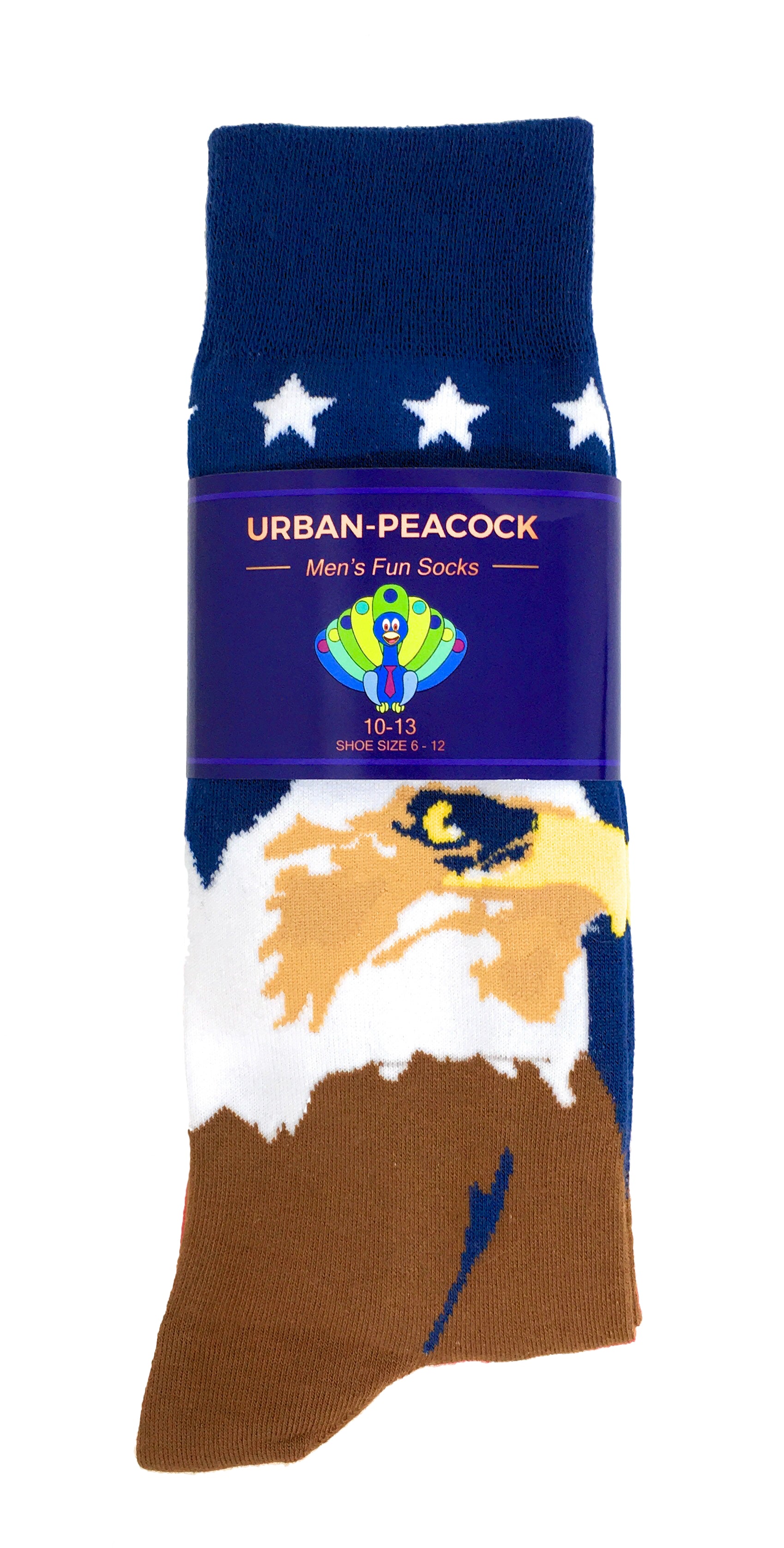 Men's Novelty Fun Socks  - Patriotic Bald Eagle, American Flag