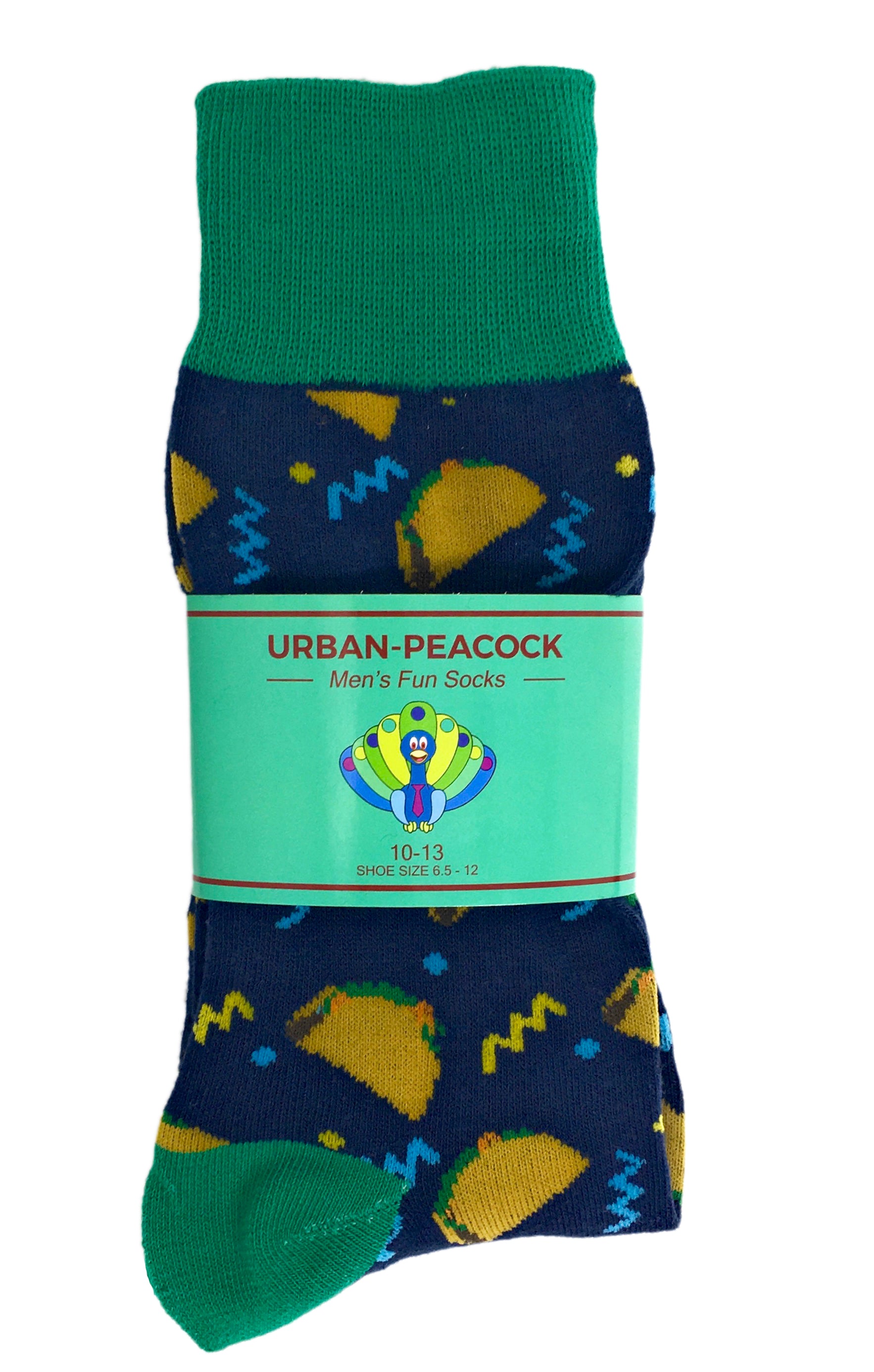 Men's Novelty Crew Socks - Tacos - Navy