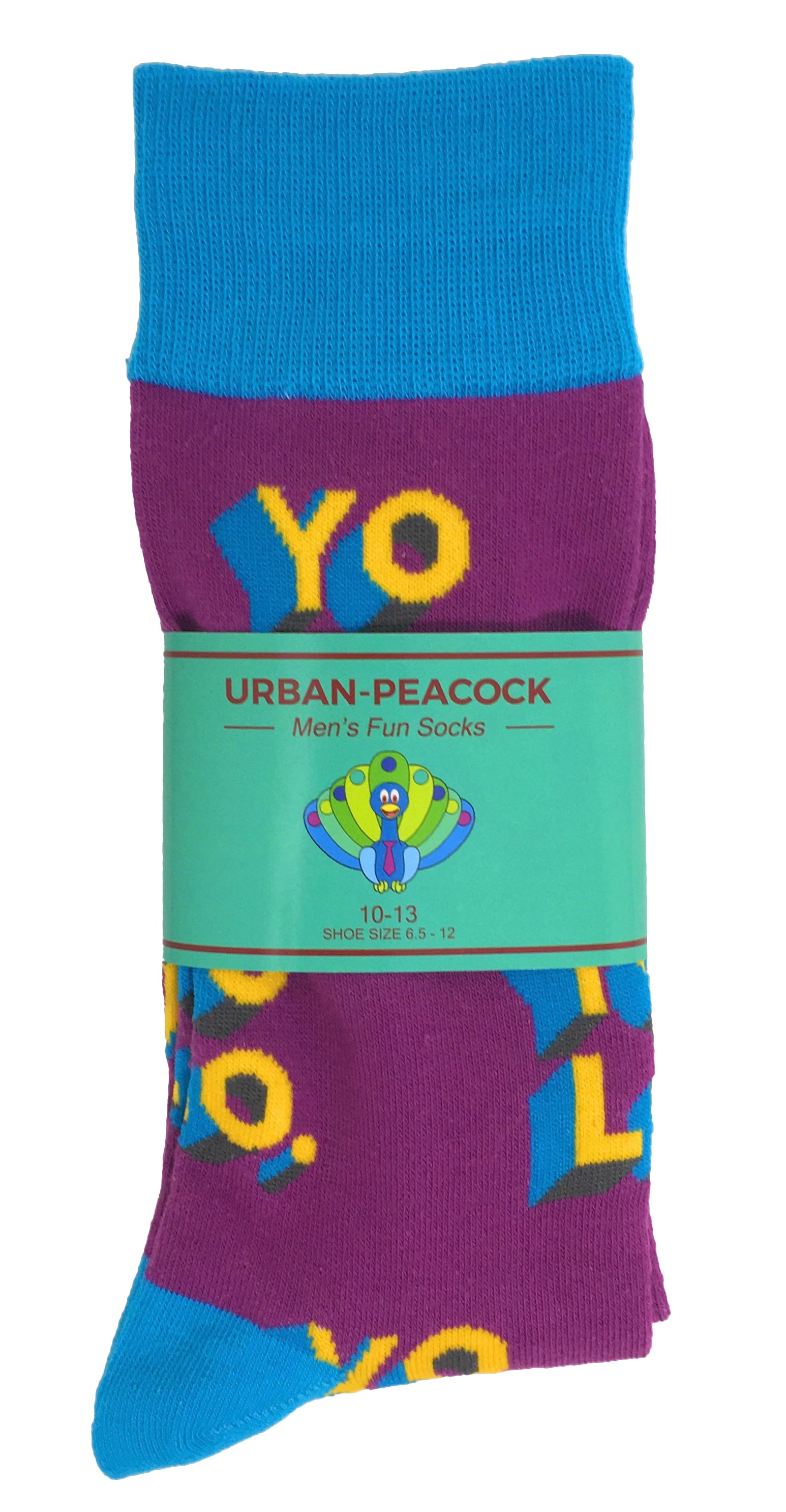 Men's Novelty Crew Socks - YOLO - You Only Live Once - Purple