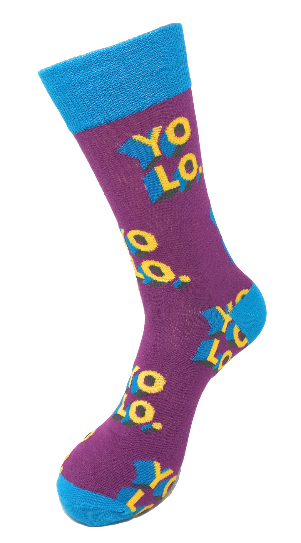 Men's Novelty Crew Socks - YOLO - You Only Live Once - Purple