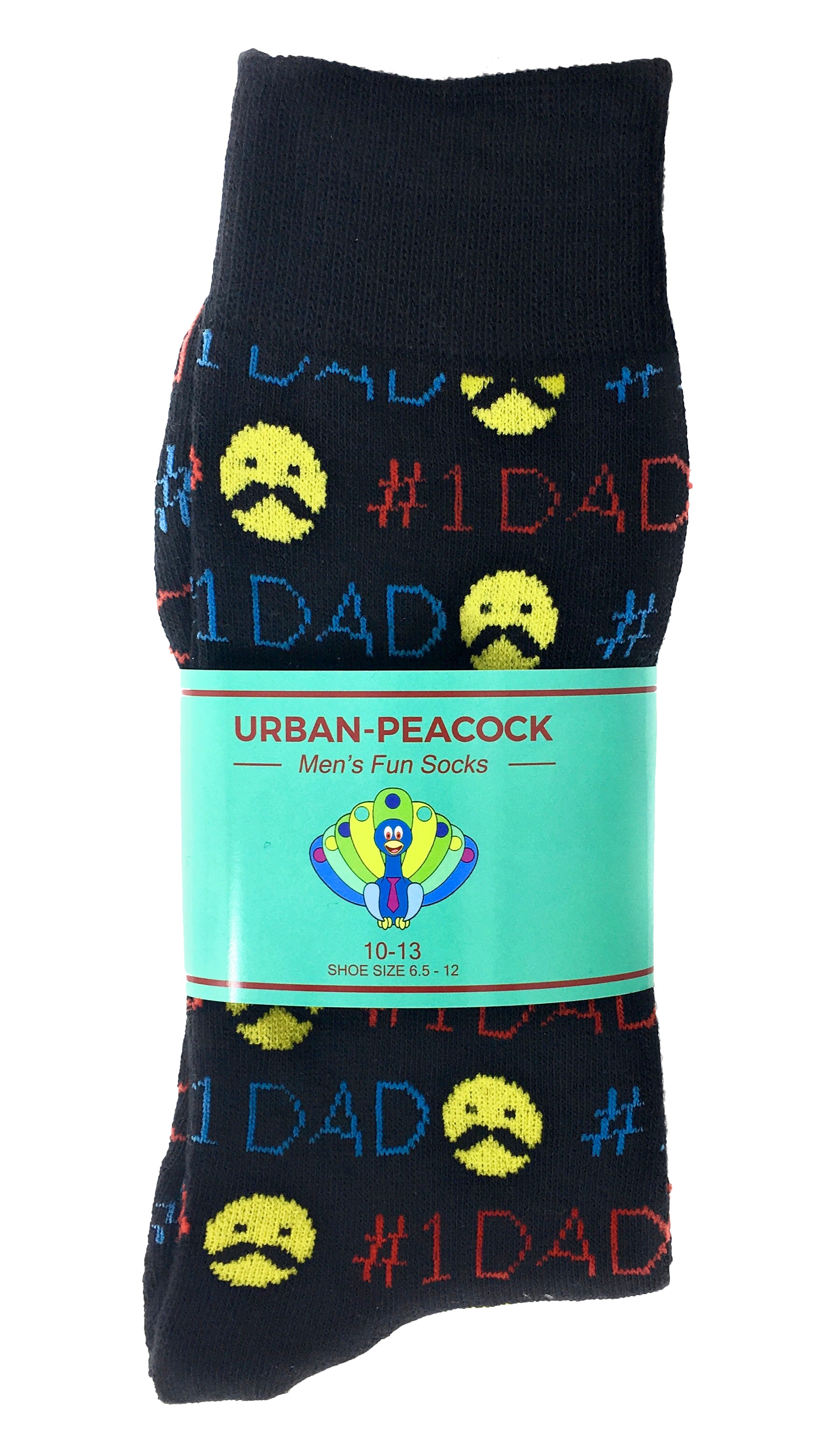 Men's Novelty Crew Socks - Number One - #1 Dad: Black
