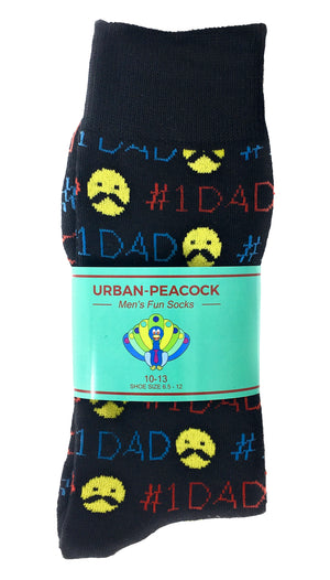 Men's Novelty Crew Socks - Number One - #1 Dad: Black