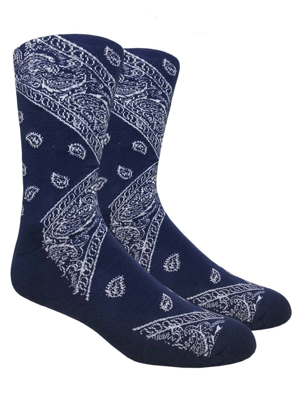 Urban-Peacock Leaf Republic Men's Bandana Novelty Fun Socks - Navy Blue