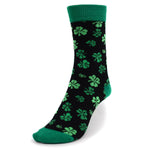 Parquet Women's Novelty Fun Crew Socks for Dress or Casual (Clovers - Black & Green)