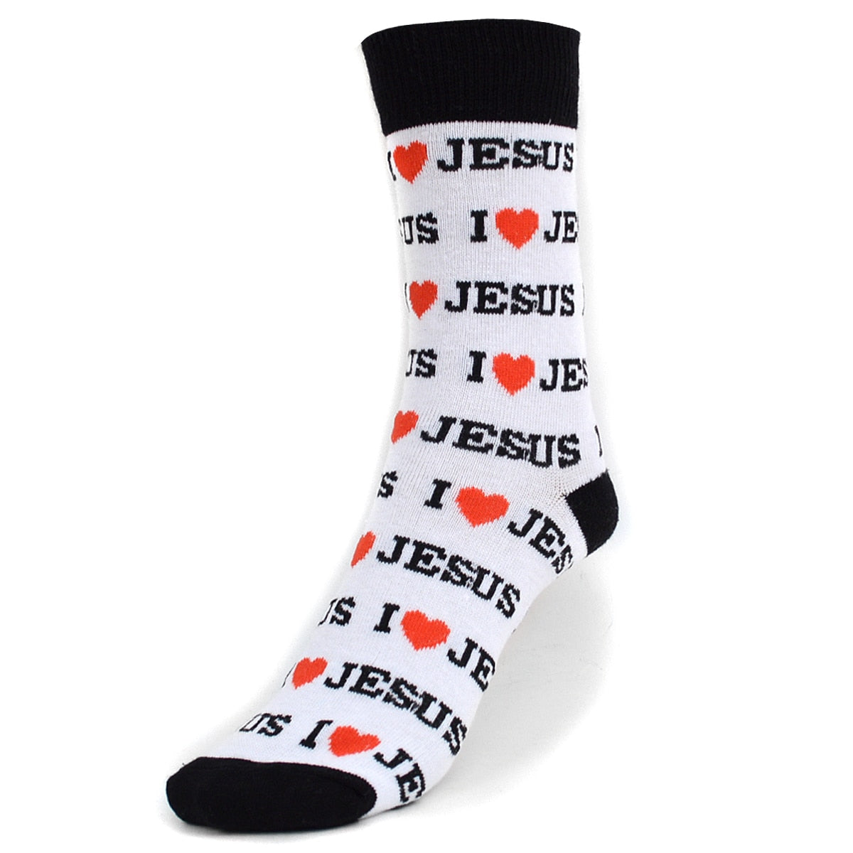 Parquet Women's Novelty Fun Crew Socks for Dress or Casual (I Love Jesus - White)