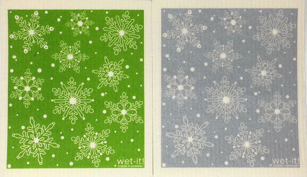Swedish Treasures Wet-it! Dishcloth & Cleaning Cloth - 2 pack - Winter Snow Green / Winter Snow Silver