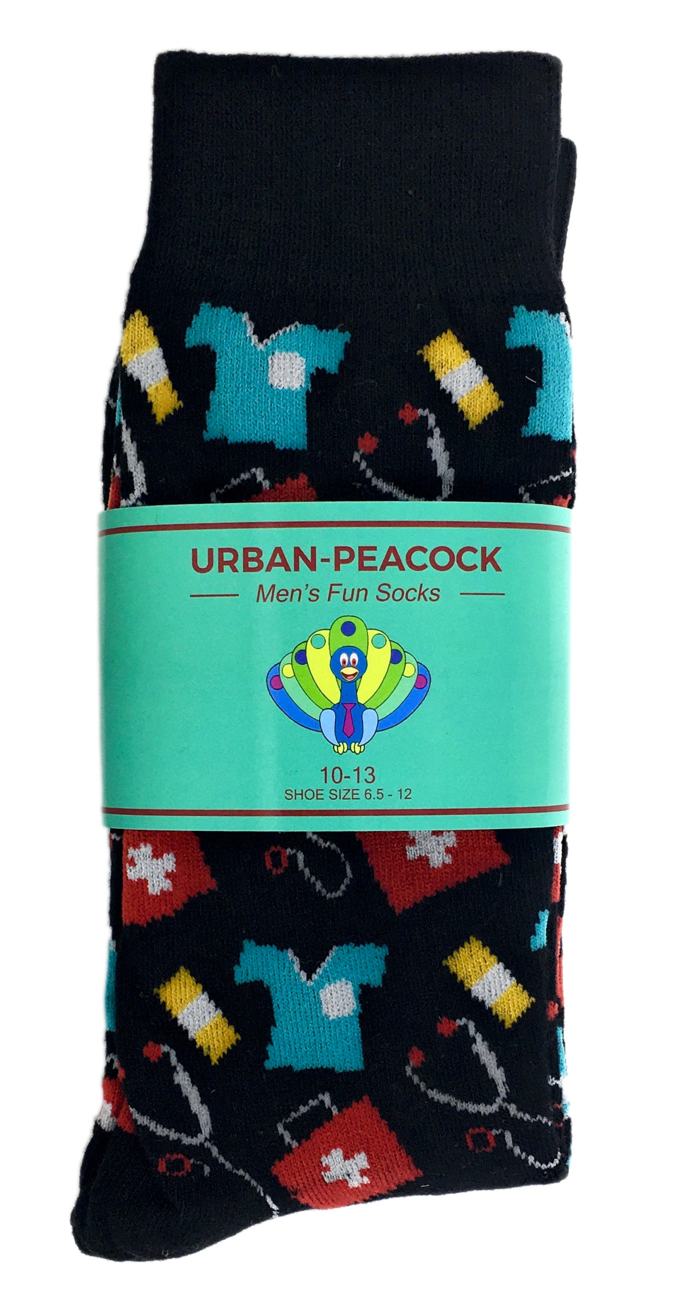 Urban-Peacock Men's Novelty Crew Socks - Doctor / Nurse - Black