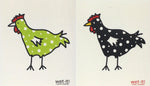 Swedish Treasures Wet-it! Dishcloth & Cleaning Cloth - 2 pack of Chickens: Spotted Green & Spotted Black