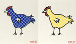 Swedish Treasures Wet-it! Dishcloth & Cleaning Cloth - 2 pack - Chickens - Blue Plaid & Yellow Plaid