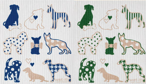 Swedish Treasures Wet-it! Dishcloth & Cleaning Cloth - 2 pack - Dog Lover Blue & Dog Lover Green