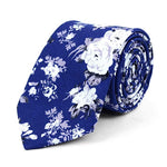 Men's Fashion Wedding Floral Slim Necktie - Floral - Royal Blue