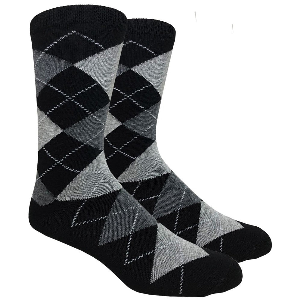 Black Label Men's Dress Socks - Argyle - Black & Gray