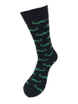 Men's Novelty Crew Socks - Alligators - Black & Green