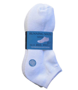 Running Mate Men's Athletic Mid-Cut Socks - Sock Size 10-13 - Multi Pair Packages - (White, 3 Pair)