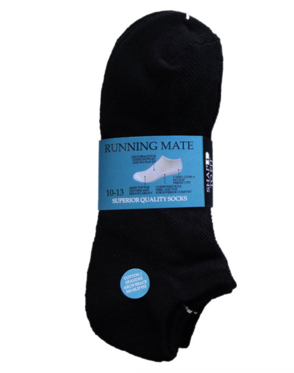 Running Mate Men's Athletic Low-Cut Socks - Sock Size 10-13 - Multi Pair Packages - (Black, 3 Pair)