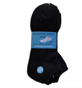 Running Mate Men's Athletic Mid-Cut Socks - Sock Size 10-13 - Multi Pair Packages - (Black, 3 Pair)
