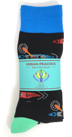 Urban-Peacock Men's Novelty Crew Socks - Kayaking - Black