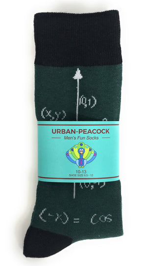 Urban-Peacock Men's Novelty Crew Socks - Mathematics - Green