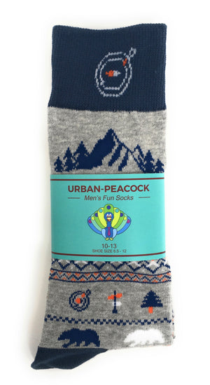 Urban-Peacock Men's Novelty Crew Socks - RV Camping Road Trip - Grey