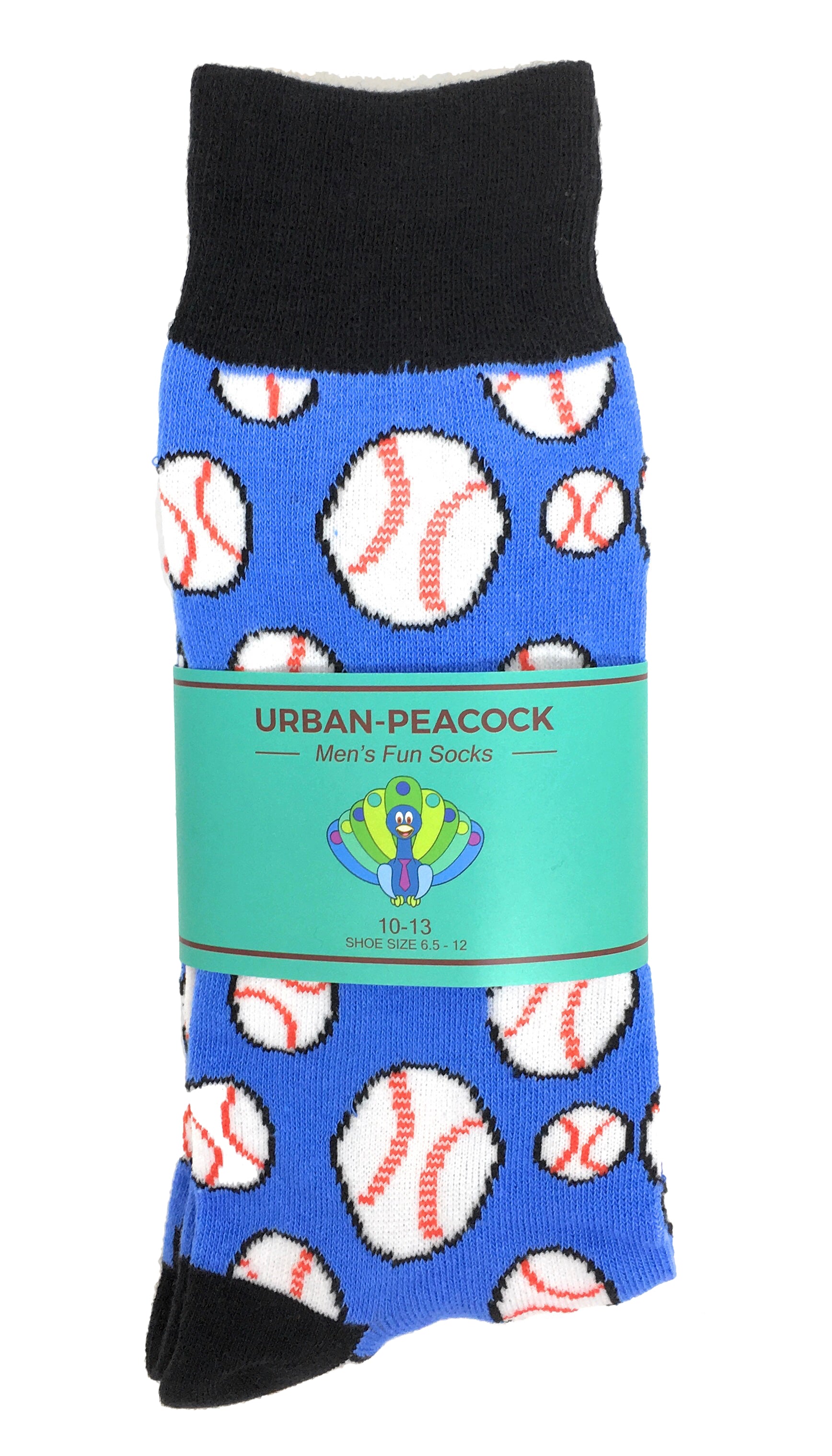 Men's Novelty Crew Socks - Baseball - Light Blue