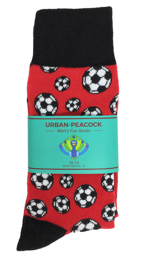 Urban-Peacock Men's Novelty Crew Socks - Soccer Balls - Red