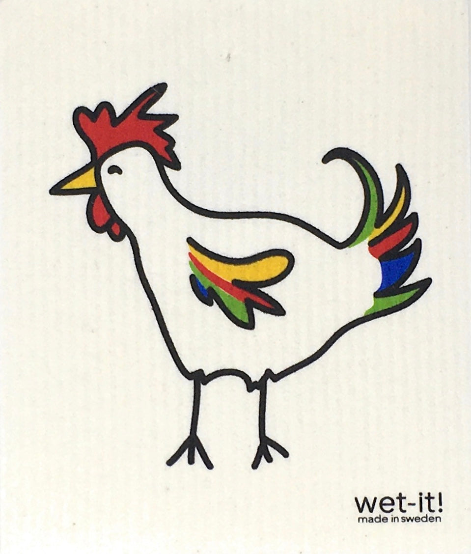 Swedish Treasures Wet-it! Dishcloth & Cleaning Cloth - Colorful Rooster