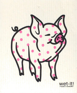 Swedish Treasures Wet-it! Dishcloth & Cleaning Cloth - Polka Pig