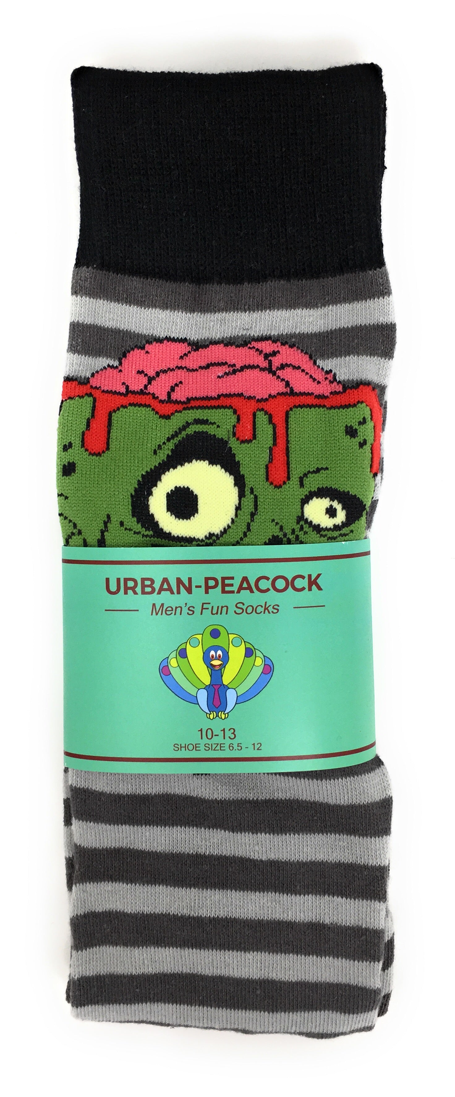 Urban-Peacock Men's Halloween Novelty Socks - Zombie - Grey Striped