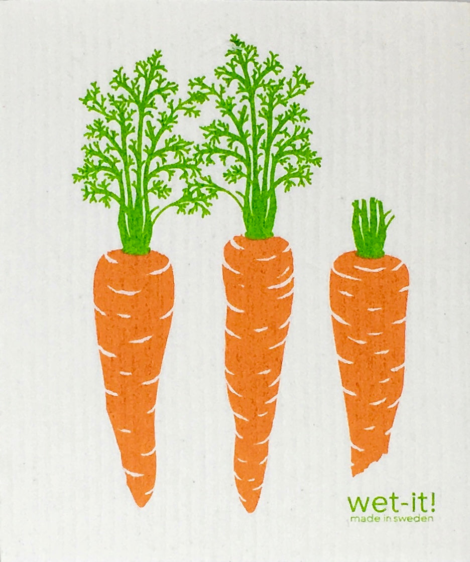 Swedish Treasures Wet-it! Dishcloth & Cleaning Cloth - 3 pack: Carrots, Onions & Corn