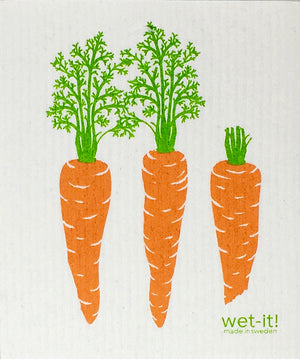 Swedish Treasures Wet-it! Dishcloth & Cleaning Cloth - 3 pack: Carrots, Onions & Corn