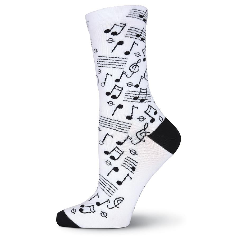 K. Bell Women's Women's Musical Notes Crew Socks Extended Size