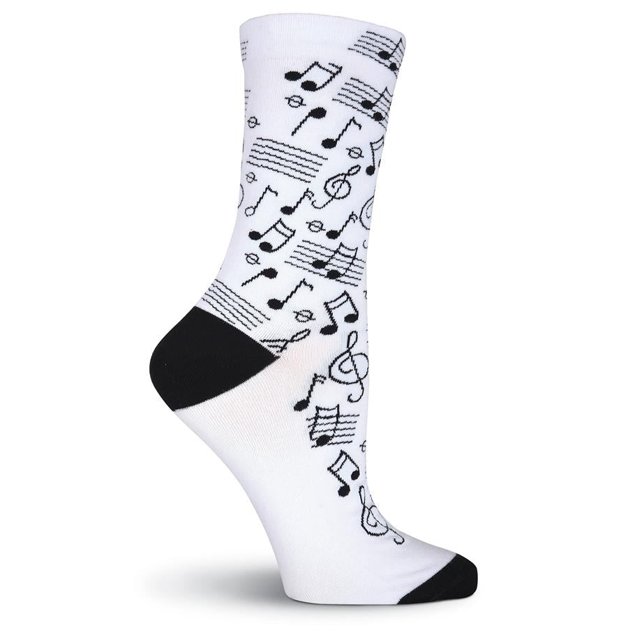 K. Bell Women's Women's Musical Notes Crew Socks Extended Size