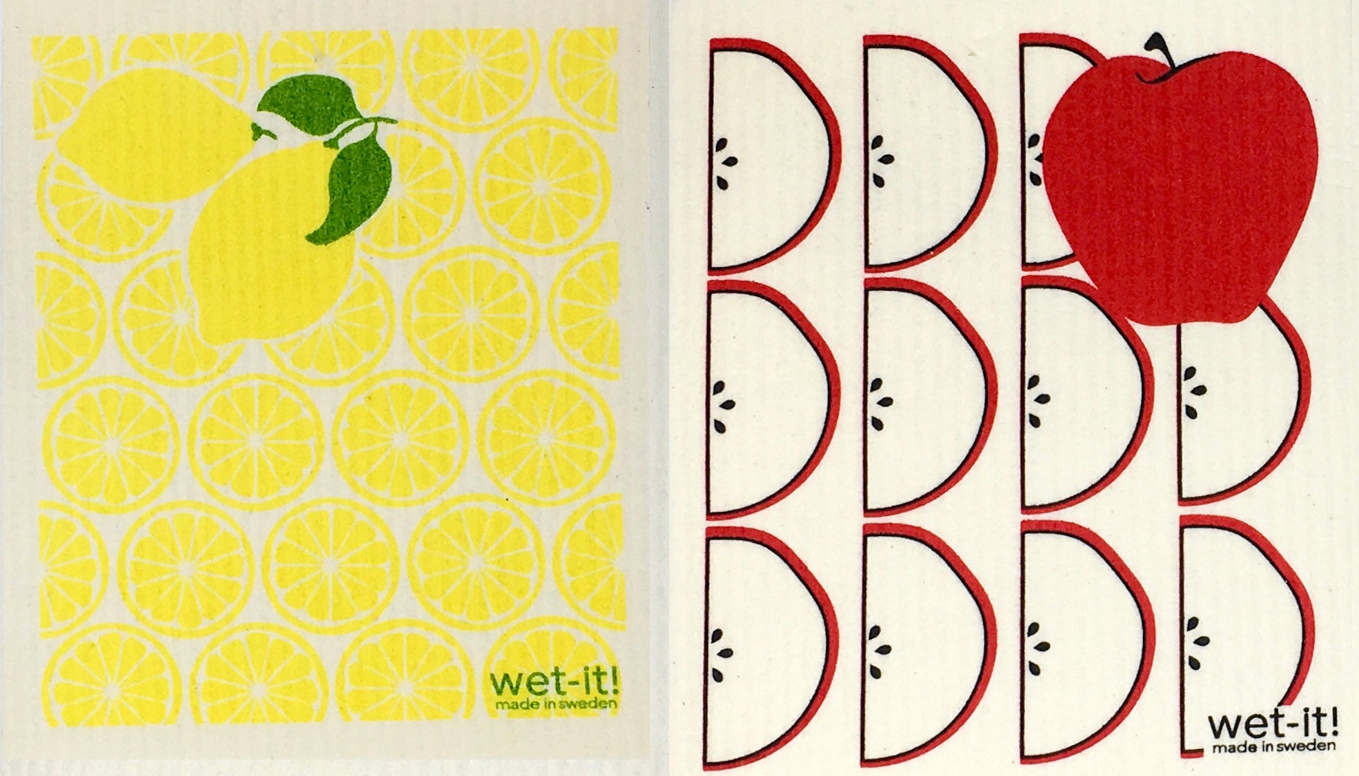 Swedish Treasures Wet-it! Dishcloth & Cleaning Cloth - 2 packs - Lemon & Apple