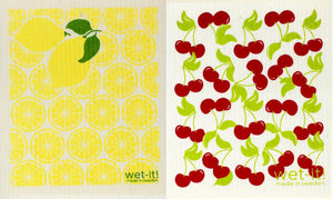 Swedish Treasures Wet-it! Dishcloth & Cleaning Cloth - 2 pack - Lemon & Cherry