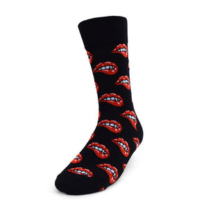 Men's Novelty Crew Socks - Sexy Lips Bite