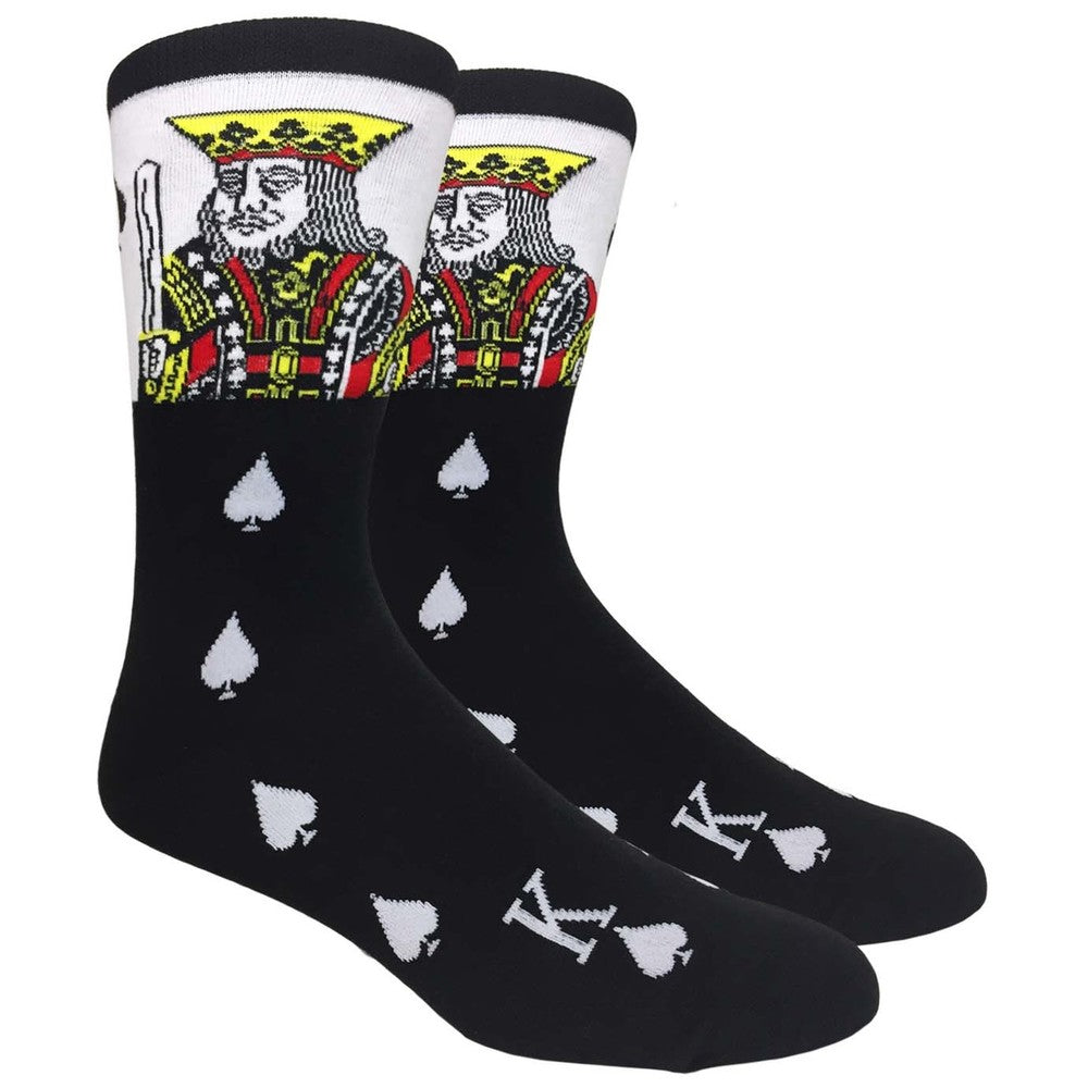 Men's Novelty Fun Crew Socks for Dress Casual - The King of Spades