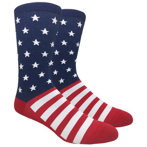 Men's Novelty Fun Crew Socks - The Patriot - Stars and Stripes